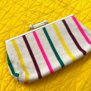 JCREW canvas striped clutch